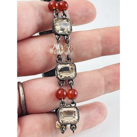 Vintage Avon Bracelet Marked HS Honor Society Bead Jewelry Amber look citrine gr - Picture 3 of 9